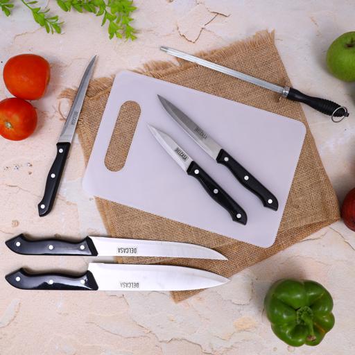 display image 2 for product Delcasa 7 Pcs Basic Kitchen Knife Set - Stainless Steel 5 Kitchen Knives Along With Knife Sharpener