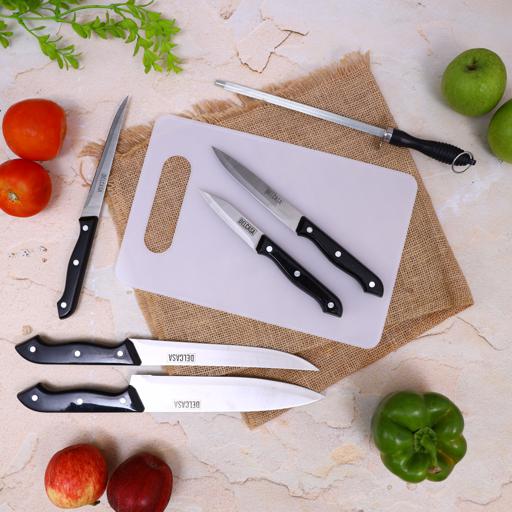 display image 5 for product Delcasa 7 Pcs Basic Kitchen Knife Set - Stainless Steel 5 Kitchen Knives Along With Knife Sharpener