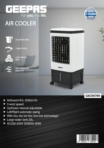 display image 15 for product Air Cooler, Ice Compartment & Remote Control, GAC9576 | Portable Ergonomic Design with 4 Speed | LED Control Panel | Wide Oscillation | Ideal for Home, Office & More