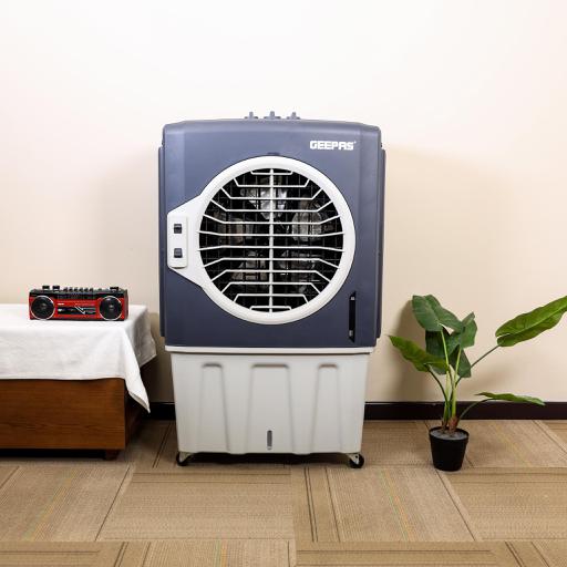 display image 1 for product Geepas 70L Air Cooler - 3Speed, Swing Function, Honey Coomb Cooling Technology with Castor Wheels Easy Mobility |Low Noise| Ideal for Room, Office, shop & More