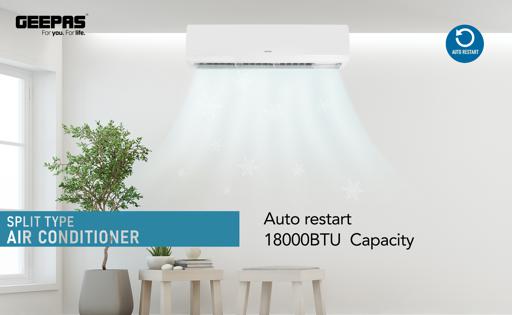 display image 4 for product Geepas Split Type Air Conditioner - Ergonomic Design with Led Display | Multiple Speed, Turbo Cooling & Auto Restart | Washable Filter | 18000 BTU | Remote Included