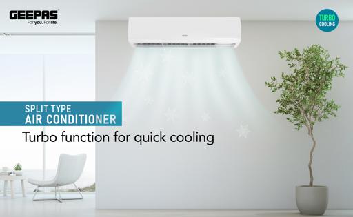 display image 3 for product Geepas Split Type Air Conditioner - Ergonomic Design with Led Display | Multiple Speed, Turbo Cooling & Auto Restart | Washable Filter | 18000 BTU | Remote Included