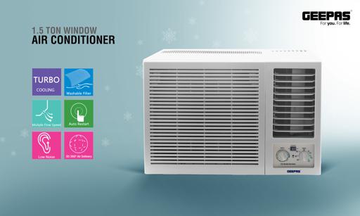 display image 1 for product 1.5 Ton Window Air Conditioner, Washable Filter, GACW1878TCU | 18000BTU | 360 Air Delivery | Low Noise & Auto Restart | 3 Speed, Cool/Fan/ Dry Mode