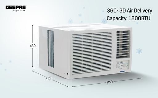 display image 3 for product 1.5 Ton Window Air Conditioner, Washable Filter, GACW1878TCU | 18000BTU | 360 Air Delivery | Low Noise & Auto Restart | 3 Speed, Cool/Fan/ Dry Mode