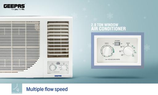 display image 4 for product 2.0 Ton Window Air Conditioner, Washable Filter, GACW2488TCU | 24000BTU | 360° Air Delivery | Low Noise & Auto Restart | Energy Saving | 3 Speed, Cool/Fan/ Dry Mode