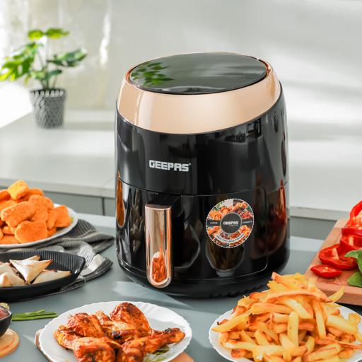 Geepas Digital Air Fryer 3.5L Non Stick Fryer GAF37501N Oil Fat Free Air Fryer Overheat Protection Sensor Touch Panel 7 Program for Frying Variable Time Program