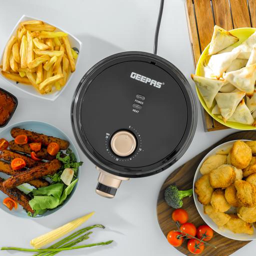 display image 5 for product Geepas GAF37516 Air Fryer 1.8L - Cool touch Housing & handle | Overheat Protection, LED ON-OFF Lights, 30 Minutes Timer, Rapid Air Circulation, Non Stick Detachable Basket, Temperature & Timer Control | 2 Years Warranty