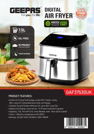 display image 15 for product Geepas Air Fryer - 7.5 Liter