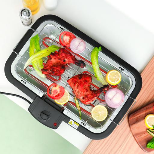 display image 1 for product Geepas 2000W Electric Barbecue Grill - Auto-Thermostat Control with Overheat Protection | Detachable Heating Element | Perfect for both Indoor & Outdoor cooking