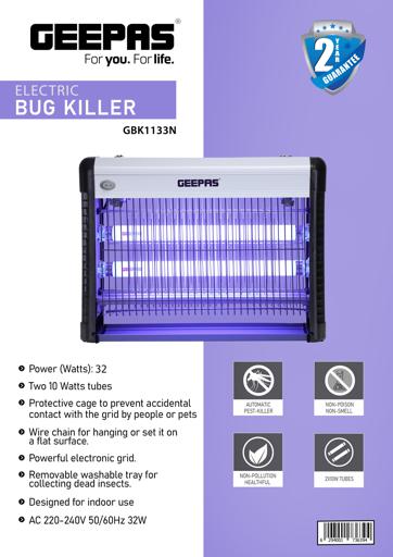display image 10 for product Geepas GBK1133N Electric Bug Killer - Outdoor/Indoor Insect, Mosquito, Bug, Moth Killer | Non- Poison, No Smell| Ideal for Office, Home, Hotels & Commercial Use 