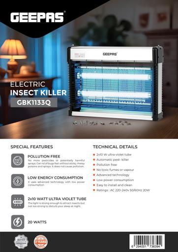 display image 1 for product Electric Bug Killer, Automatic Pest Killer, GBK1133N | 2 Tubes Insect Killer | Non- Poison, No Smell, Non-Pollution Healthful | Ideal for Office, Home, Hotels & More