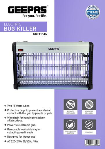 display image 7 for product Electric Bug Killer, Two 15 Watt Tubes, GBK1134N | Outdoor/Indoor Insect, Mosquito, Bug, Moth Killer | Non- Poison, No Smell | Ideal for Office, Home, Hotels & Commercial Use