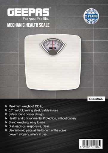 display image 13 for product Mechanical Health Scale, 125Kg Capacity, GBS4162 | Analogue Manual Mechanical Weighting Machine for Body Weight Machine | Bathroom Scale, Large Rotating dial for Accuracy