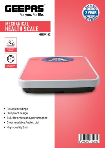 Geepas Weighing Scale - Analogue Manual Mechanical Weighing Machine for  Human Bodyweight machine, 125Kg Capacity, Bathroom Scale
