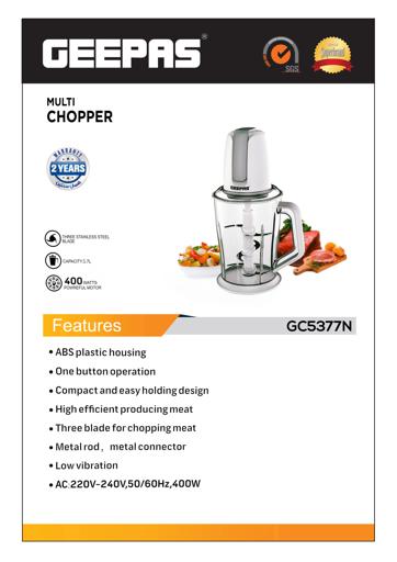 display image 7 for product Geepas Electric Chopper, 1.5L