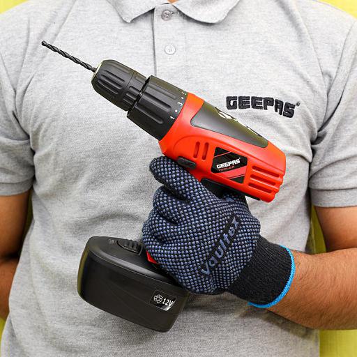 display image 2 for product Geepas 12V Cordless Percussion Drill - Hammer Function, Screwdriver with 13 Pcs Drill, 15+1 Torque Setting | No Speed Load 0-550RPM | 1 Year Warranty