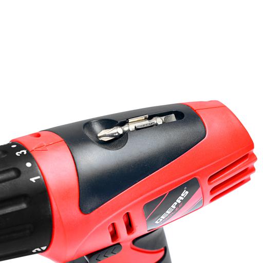display image 7 for product Geepas 12V Cordless Percussion Drill - Hammer Function, Screwdriver with 13 Pcs Drill, 15+1 Torque Setting | No Speed Load 0-550RPM | 1 Year Warranty