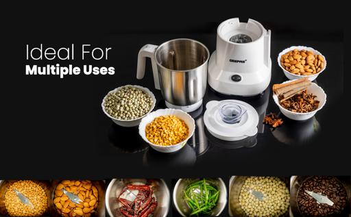 display image 1 for product Geepas Coffee Grinder - 450W Electric Grinder | Separate Stainless Steel Blades for Coffee Beans, Spices & Dried Nuts Grinding | Detachable Bowl |Large Capacity Mill 