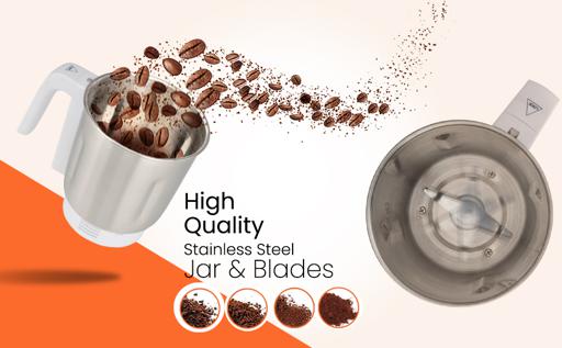 display image 7 for product Geepas Coffee Grinder - 450W Electric Grinder | Separate Stainless Steel Blades for Coffee Beans, Spices & Dried Nuts Grinding | Detachable Bowl |Large Capacity Mill 