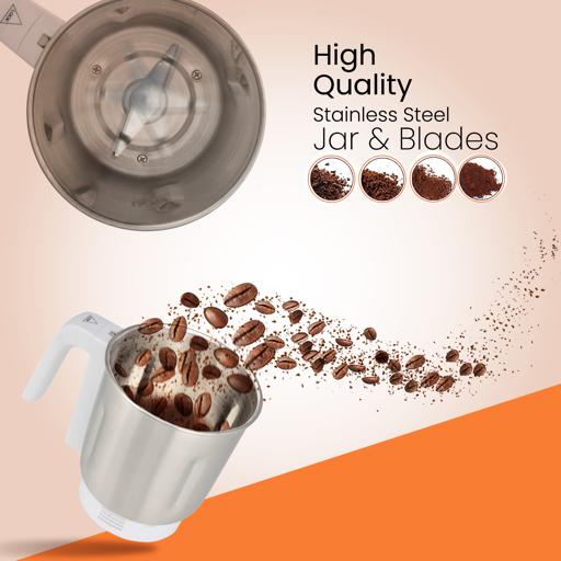 display image 15 for product Geepas Coffee Grinder - 450W Electric Grinder | Separate Stainless Steel Blades for Coffee Beans, Spices & Dried Nuts Grinding | Detachable Bowl |Large Capacity Mill 