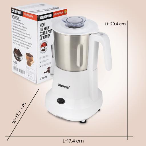display image 10 for product Geepas Coffee Grinder - 450W Electric Grinder | Separate Stainless Steel Blades for Coffee Beans, Spices & Dried Nuts Grinding | Detachable Bowl |Large Capacity Mill 