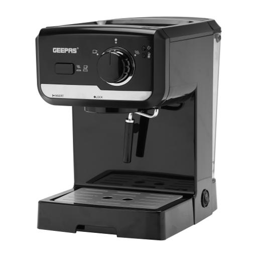 display image 5 for product Geepas 1.25L Cappuccino Maker 1140W - 15 Bar Power Brewing Pump, Dual Stainless Steel Filters, Aluminum Alloy Boiler, Overheat & Over Pressure Protected, Indicator On\Off Lights 