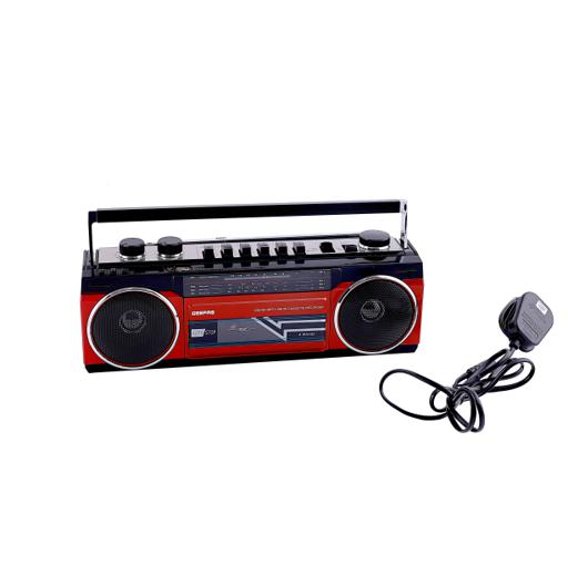 Geepas Radio Casset Recorder - Portable Speakers with USB, SD Slots, MP3 & BT | Built-in Microphone with Recording | Auto stop Function | 2 Years Warranty hero image