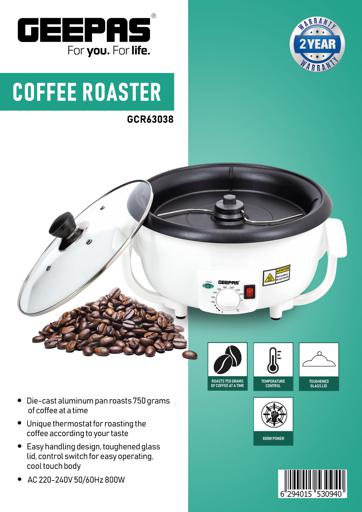 display image 9 for product Coffee Roaster, 750gms Automatic Coffee Roaster, GCR63038 | Temperature Control | Toughened Glass Lid | Easy Handling Design | Control Switch for Easy Operating