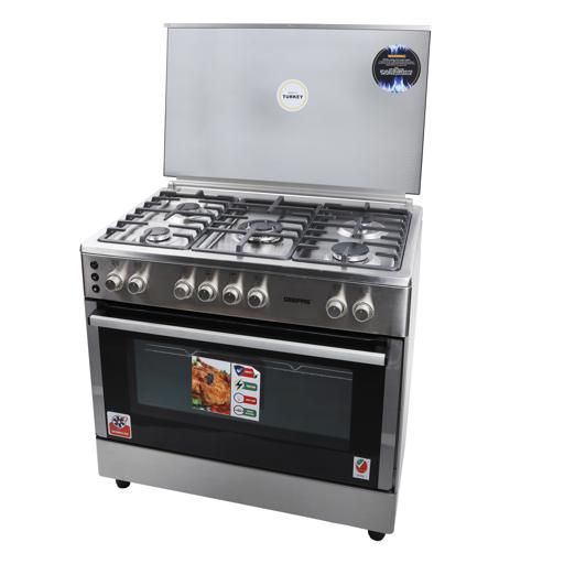 display image 5 for product 90x60 Full Safety Gas Cooking Range, Rotisserie, GCR9077FTCST | Cast Iron Pan Support | Convention Fan | 5 Gas Burner and Double Oven Lamp | Oven with Timer
