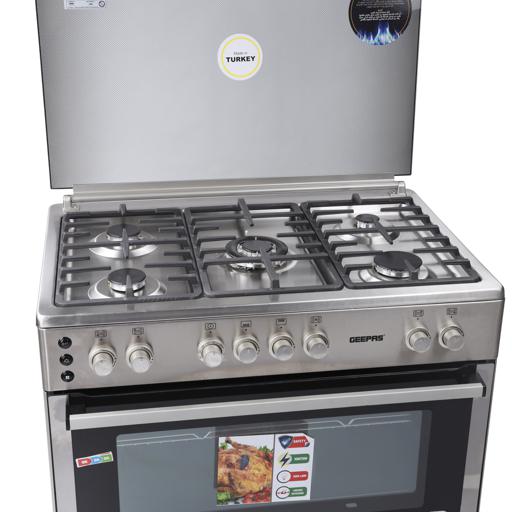 display image 10 for product 90x60 Full Safety Gas Cooking Range, Rotisserie, GCR9077FTCST | Cast Iron Pan Support | Convention Fan | 5 Gas Burner and Double Oven Lamp | Oven with Timer