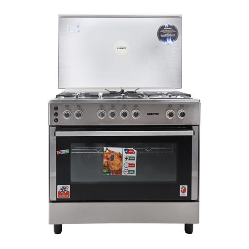 display image 0 for product 90x60 Full Safety Gas Cooking Range, Rotisserie, GCR9077FTCST | Cast Iron Pan Support | Convention Fan | 5 Gas Burner and Double Oven Lamp | Oven with Timer