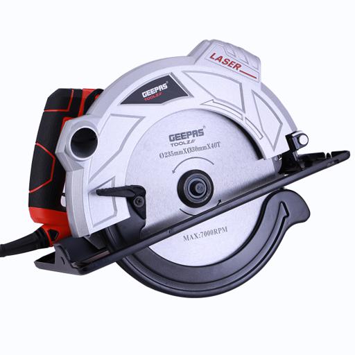 Geepas GCS2000 2000W 235mm - Multi-Purpose Circular Saw, Bevel Angle Joint Cuts - 85mm Cutting Depth, Depth & Angle Adjustment | Ideal for Wood, Mild Steel & Plastic hero image