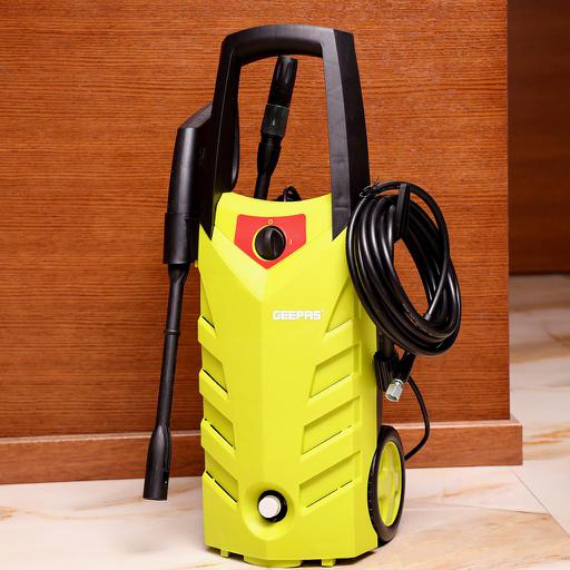 display image 1 for product Geepas GCW19017 Pressure Car Washer - Electric Washer with Spray Gun, Hose with High/Low Pressure, Soap Bottle | Ideal for Washing Car, Bike, Floor & More