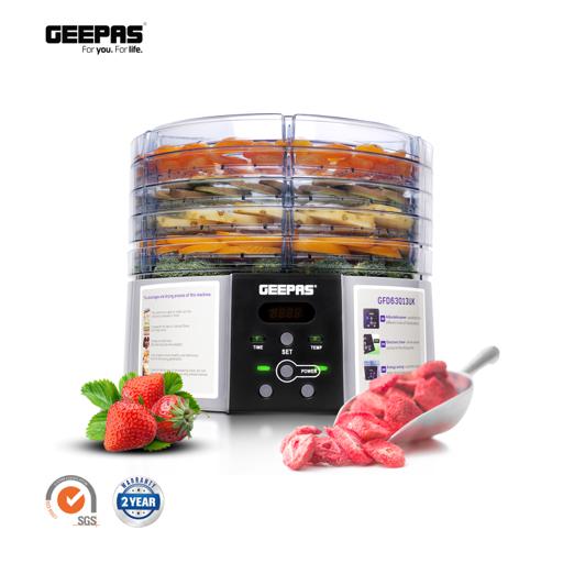 display image 0 for product Geepas 520W Digital Food Dehydrator - 5 Large Trays, Adjustable Temperature & 1-48 Hours Timer | Ideal for Fruit, Healthy Snacks, Vegetables, Meats & Chili