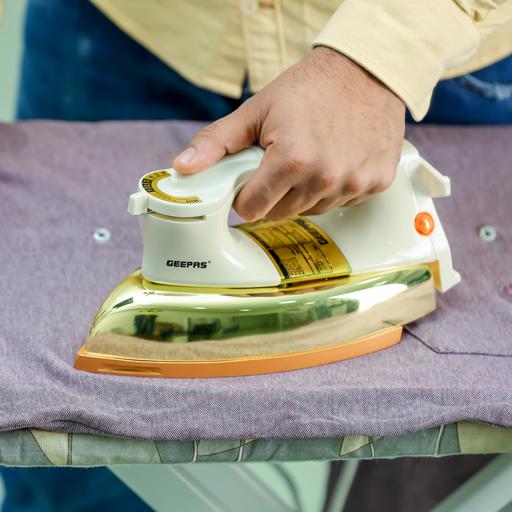 display image 7 for product Geepas GDI2750 1000W Heavy Weight Dry Iron - Automatic Dry Iron,Teflon Plated Sole Plate | Auto Shut Off,  Overheat Protection | 2 Years Warranty