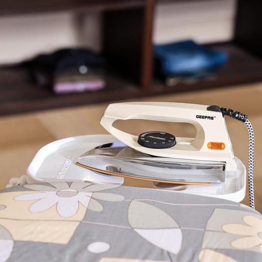 display image 3 for product Geepas GDI7729 1200W Automatic Dry Iron - 60 Micron Teflon Sole Plated, Big fabric guide & Pilot Indicator |Overheat Protection | 2 Years Warranty