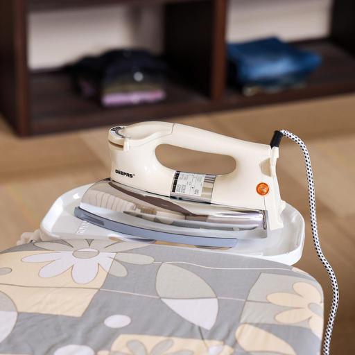 display image 1 for product Geepas GDI7752 1200W Automatic Dry Iron -  Teflon Plated Sole Plate, Durable Heavy Weight Iron Box|Overheat Protection | Ideal for All Type Of Fabrics