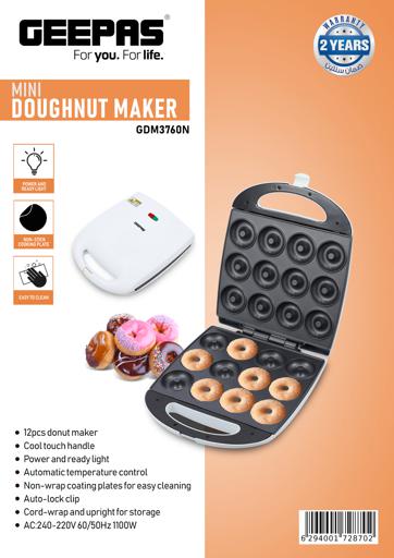 display image 7 for product Geepas 12 Pcs Donut Maker 1400W - Non-Stick, Skid Resistant Feet | Power-On Lights | Ideal for Parties, Breakfast, Outings and more | 2 Years Warranty
