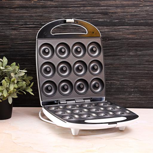 display image 1 for product Geepas 12 Pcs Donut Maker 1400W - Non-Stick, Skid Resistant Feet | Power-On Lights | Ideal for Parties, Breakfast, Outings and more | 2 Years Warranty