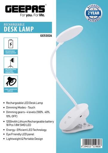 display image 9 for product Rechargeable Desk Lamp, Large Luminescent Surface, GE53026 | Touch Sensitive Control | 3 Brightness Eye-Protect Night Light | Portable Lamp for E-Reader | Multifunctional