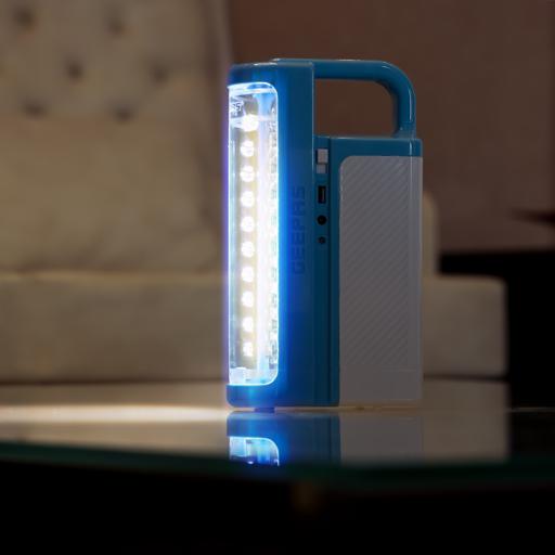 display image 3 for product Geepas Rechargeable LED Lantern| GE5511USB| Portable| Solar Input| Unbreakable PC Glass| Ideal for Camping and Hiking| Red