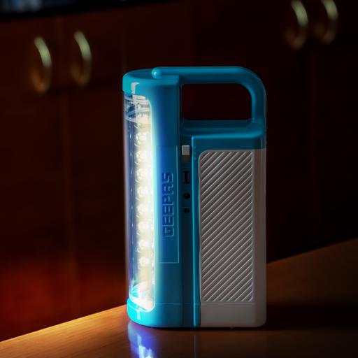 display image 7 for product Geepas Rechargeable LED Lantern| GE5511USB| Portable| Solar Input| Unbreakable PC Glass| Ideal for Camping and Hiking| Red