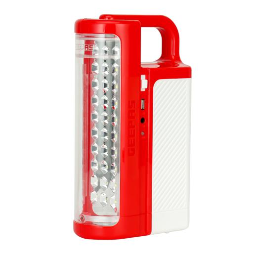 display image 14 for product Geepas Rechargeable LED Lantern| GE5511USB| Portable| Solar Input| Unbreakable PC Glass| Ideal for Camping and Hiking| Red