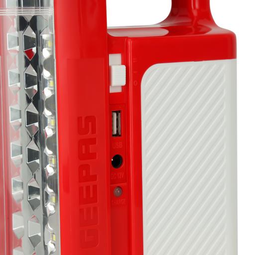 display image 12 for product Geepas Rechargeable LED Lantern| GE5511USB| Portable| Solar Input| Unbreakable PC Glass| Ideal for Camping and Hiking| Red