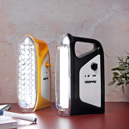 display image 4 for product Geepas 2 in 1 Rechargeable Emergency LED Lantern - 200 Hours Working with Automatic Lighting | Solar Input & USB Port  | 2 Years Warranty