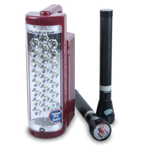 display image 6 for product Geepas Rechargeable LED Lantern & 2Pcs Torch |Emergency Lantern with Light Dimmer Function | 24 Pcs Super Bright LEDs|Ideal for Outings, Trekking, Campaigning and more