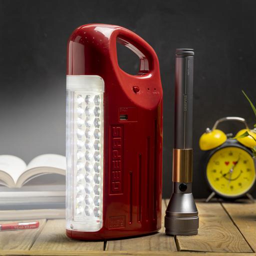 display image 2 for product Geepas GEFL4629 Rechargeable LED Emergency & Flashlight - Lantern: 24pcs SMD Light, Lead-Acid Battery Rechargeable |1500Mtr Range| Ideal for Campaigning, Trekking & More