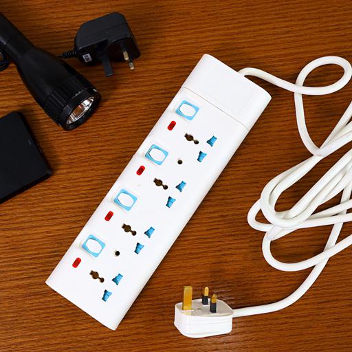 display image 3 for product Extension Socket, 4 Ways, 3m Cord Length, GES4091 | Power Extension Socket | Multi Plug Power Cable | High Quality, Heavy Duty Power Switch