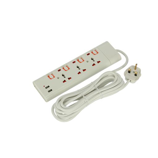 display image 8 for product Extension Socket, 3 Ways, 5m Cord Length, GES5803 | Power Extension Socket | Multi Plug Power Cable | High Quality, Heavy Duty Power Switch