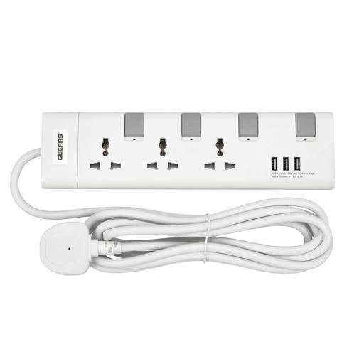 Extension Socket, 3 Ways, 5m Cord Length, GES5803 | Power Extension Socket | Multi Plug Power Cable | High Quality, Heavy Duty Power Switch hero image